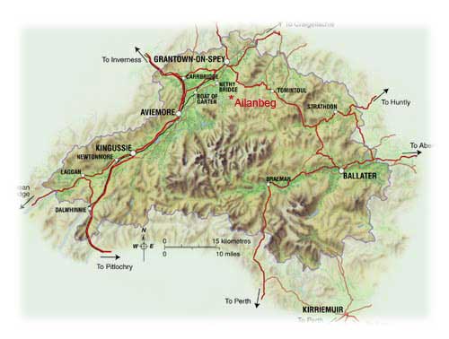 Location of Ailanbeg Cottage in the Cairngorm National Park